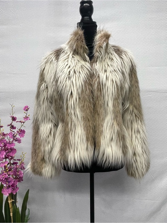 Fabulous Furs Jackets & Blazers - Fabulous Furs Diane Gilman Faux Fur Jacket M Brown Cream Hook Close Coat